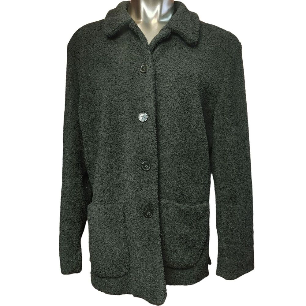 Sandro Womens XL Black Lined Peacoat Jacket Fall Harvest Winter Warm Casual